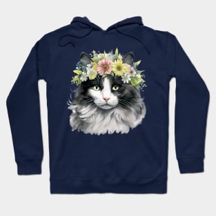 American Curl Cat Flowers Water Color Cat Mom Mother's Day Gift Hoodie